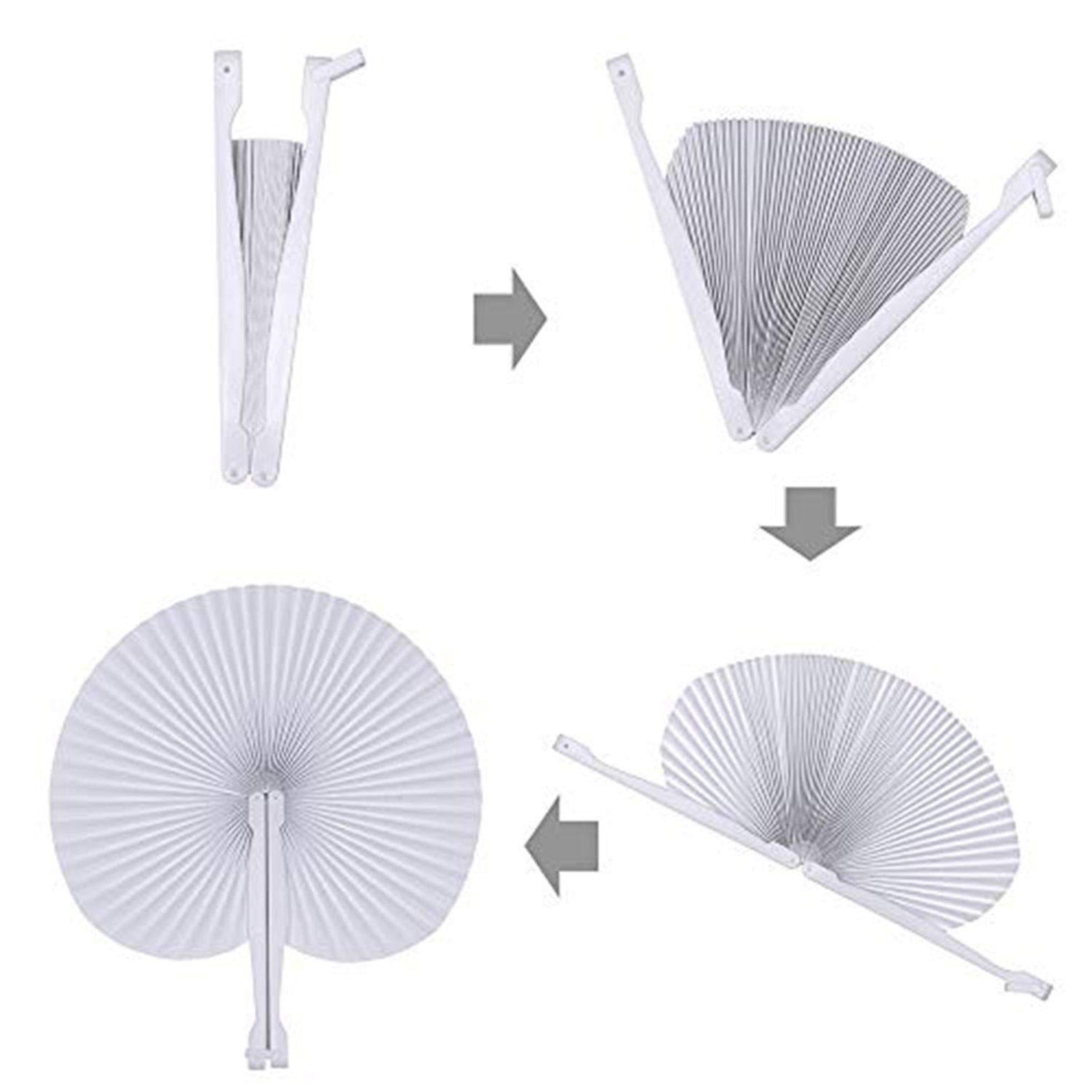 paper fans handheld white round folding