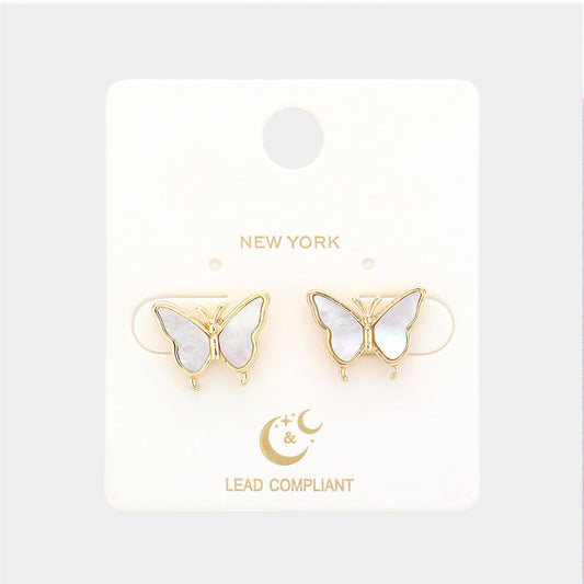 Butterfly Stud Earrings- {Sold By 4 Pcs= $31.99}