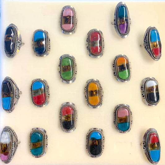 Wholesale Tri-Color Handcrafted Adjustable Rings - Assorted Shapes | Artisan Jewelry Collection
