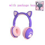 Glowing Cute LED Cat Ear Bluetooth Headphones  with Mic