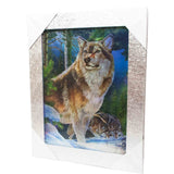 3D Wolves Picture with Silver Wood Frame For Decor Bulk