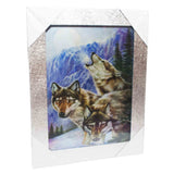 3D Wolves Picture with Silver Wood Frame For Decor Bulk