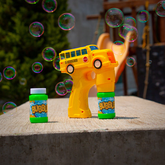 Yellow Color School Bus Bubble Gun with Sound - (Set of 3)