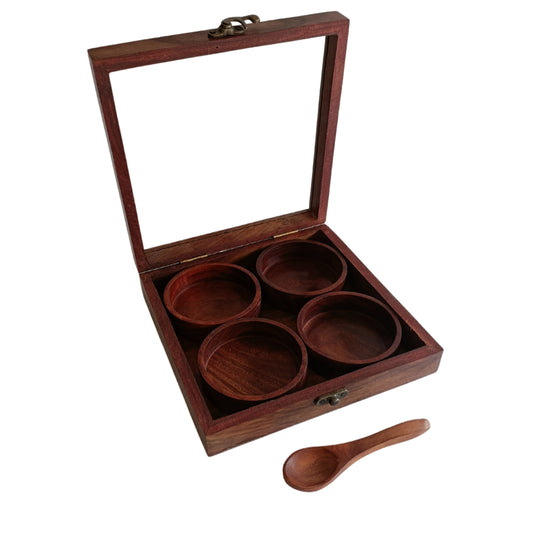 Authentic Sheesham Wood Spice Box - Organize and Elevate Your Kitchen