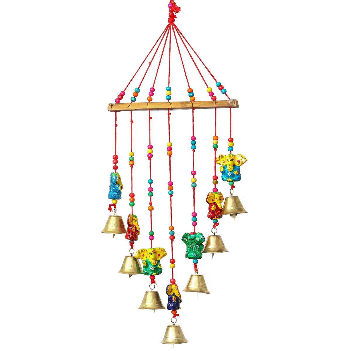 Multicolor Metal Handicraft Lord Ganesha Hanging Bell For Home Décor