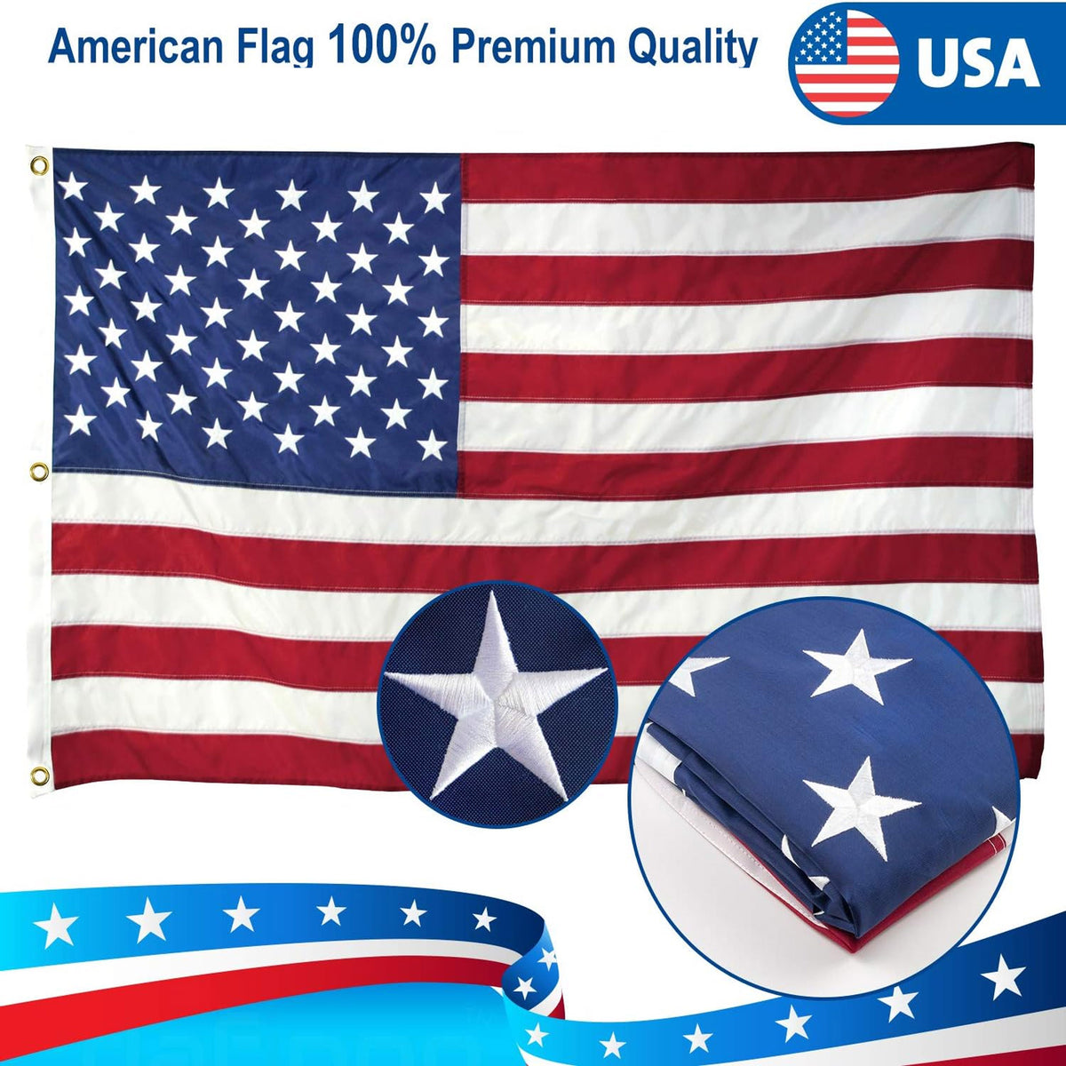 American USA Flag - Polyester - 3ft x 5ft Wholesale