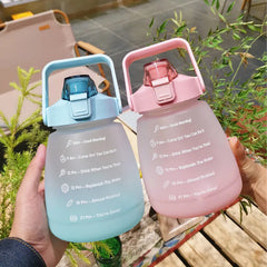 Plastic Water Bottle With Straw Modern Jug With Shoulder Strap For Kids School- 1500 ml