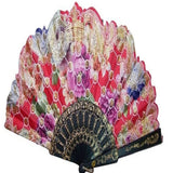 Rainbow Glitter Flower Folding Fan - Assorted Colors