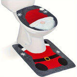 2PCS Christmas Toilet Cover, Christmas Toilet Seat Cover Set for Xmas Home Indoor Bathroom Decor