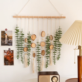 2907BA Room Decoration Hand-Woven Background Wall Eucalyptus Leaf