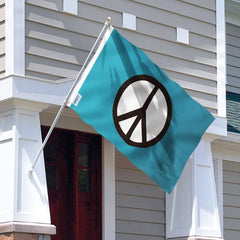 Wholesale Premium Quality 3x5 Peace Symbol Teal Blue Flag (Sold By - 6 Piece)