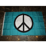 Wholesale Premium Quality 3x5 Peace Symbol Teal Blue Flag (Sold By - 6 Piece)