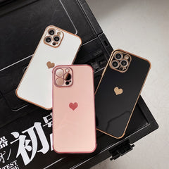 Soft Electroplated Love Heart Phone Case For iPhone- Assorted