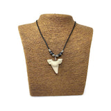 Wholesale Large Shark Tooth With Silver Beads Rope Adjustable Necklace Jewelry