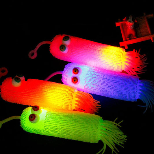 New Caterpillars Fidget Squishy Sensory Puffer Light Up Toy For Kids MOQ 12