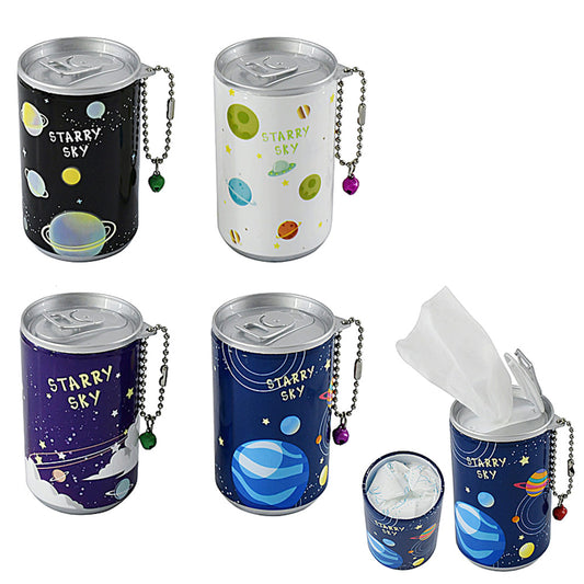 Starry Sky Space Star Printed Cotton Wipes Tin Box For Baby Use- MOQ 12 Pcs