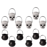 0709BA Halloween Decorations Arrangement Props Small Skull Jar Ghost Head Jar Black Witch Bucket Ghost Bucket Medicine Pot