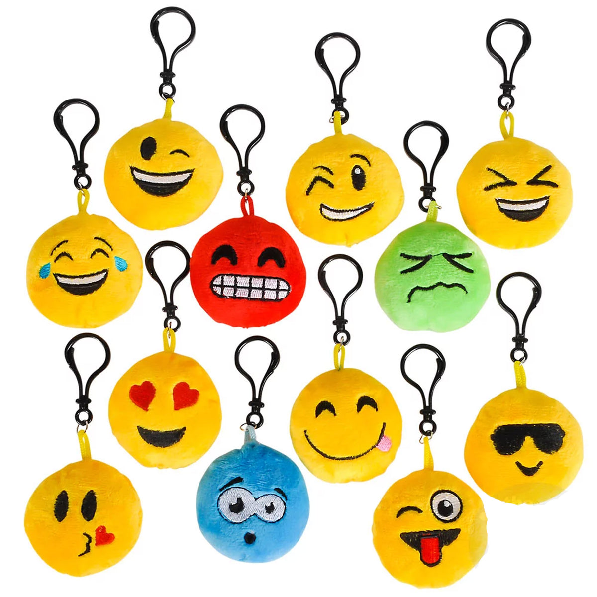 Plush Emoticon Backpack Clip For Kids In Bulk - Assorted