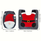 2PCS Christmas Toilet Cover, Christmas Toilet Seat Cover Set for Xmas Home Indoor Bathroom Decor