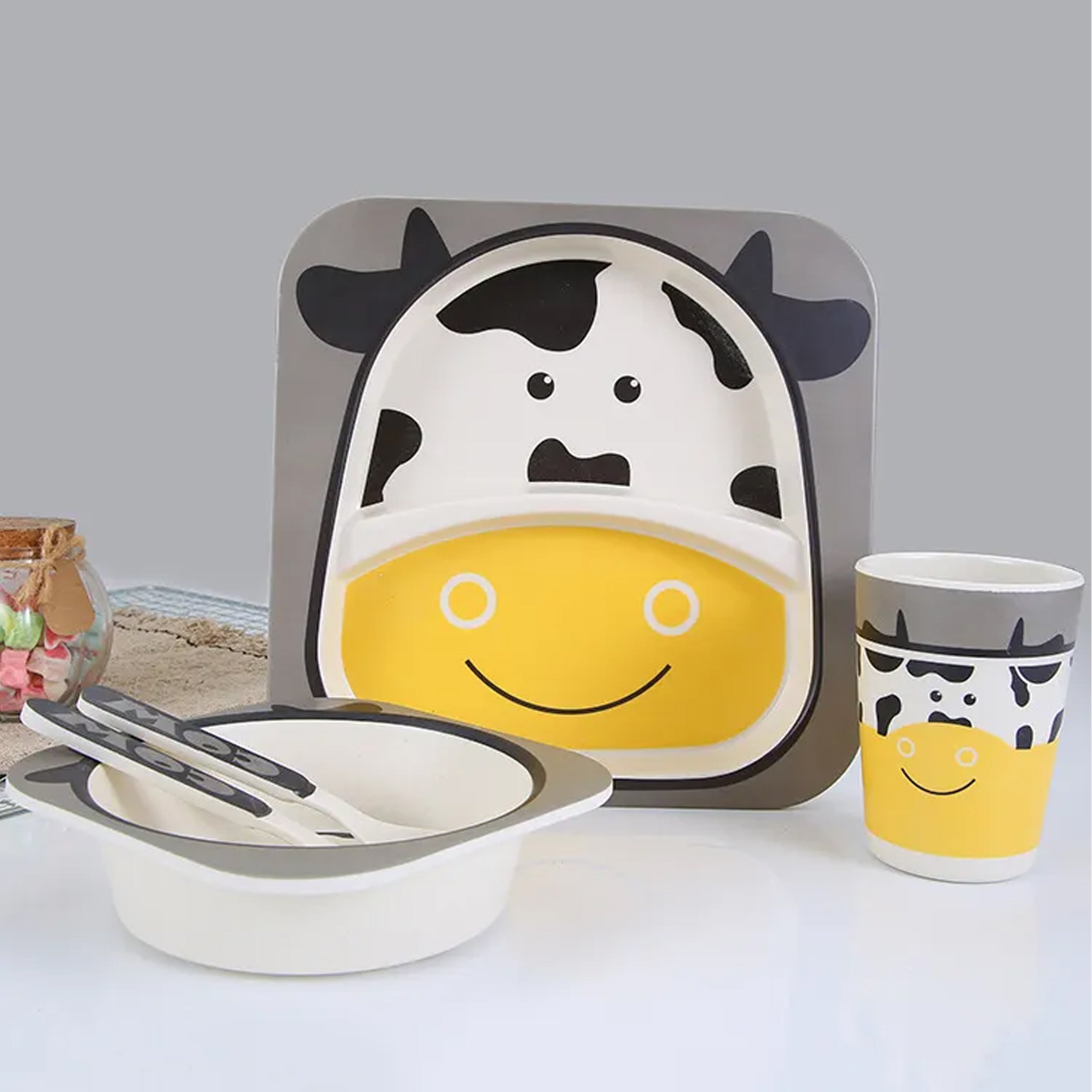 Multicolor & Style Bamboo Tableware Kids Dinning Printed Set Of 5