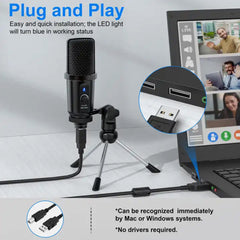 USB Plug & Play Computer Condenser Mic for Recording Voice Over