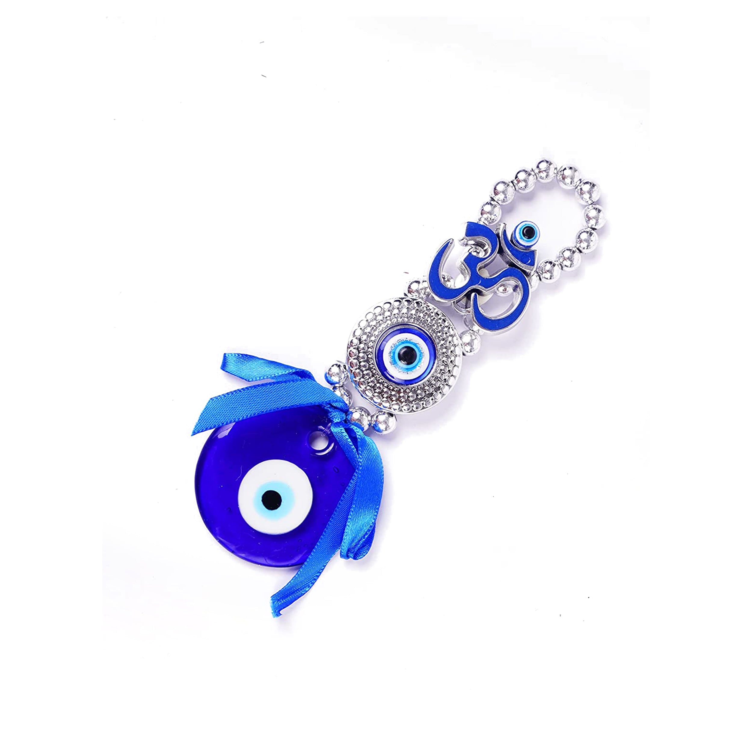 Blue Evil Eyes With OM Design With Blue Pendent Decoration Hanging Ornament For Car, Home Décor For Blessing