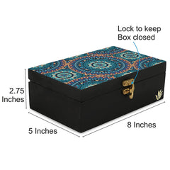 Handmade Wooden Velvet Trinket Jewelery Box Organizer For Women's