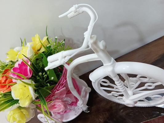 Cycle Shape Flower Vase With Flower Bunches
