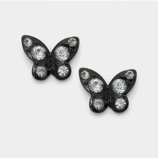 Diamond Butterfly Earrings- {Sold By 4 Pcs= $15.99}