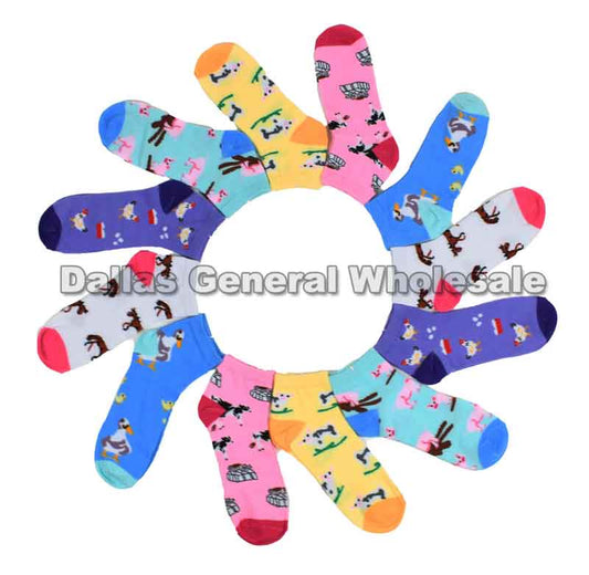 Girls Cute Animal Ankle Socks- (Sold By Dozen)