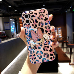 Cute Leopard-Print Mickey and Minnie Mobile Case