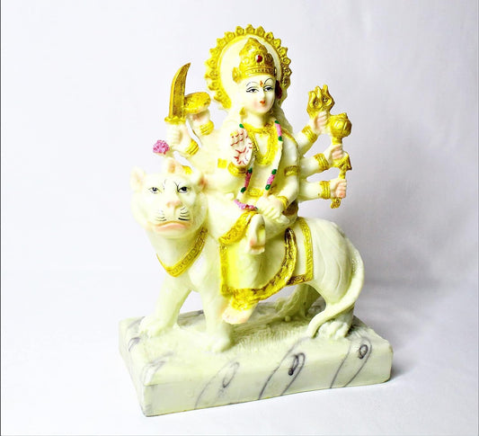 Goddess Maa Durga Sitting on Lion Marble Idol