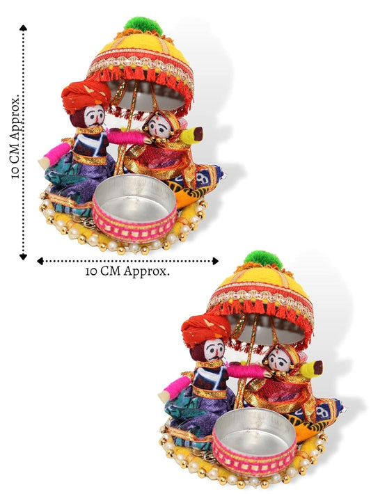 Rajasthani Raja Rani Puppet  Tea Light Candle Holder(Pack of 2)