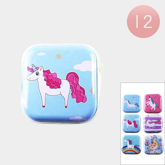 Unicorn Printed Tin Coin Purses (Sold by DZ=$23.88)