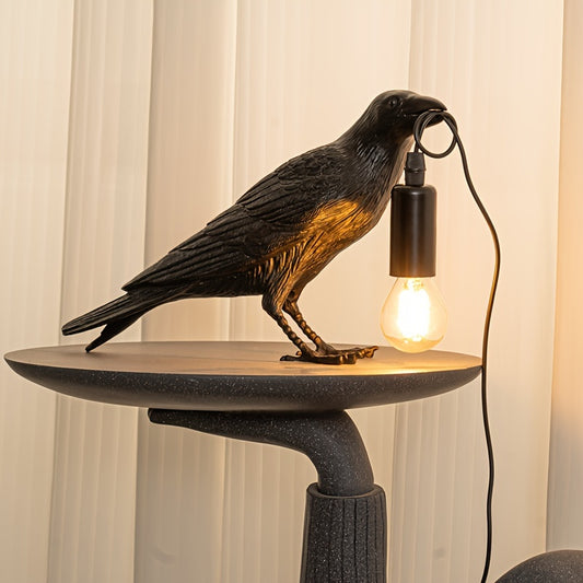 0207ba 1pc Gothic Halloween Crow Lamp - LED USB Table Accent with Antique Metal Claw, Intricately Crafted Resin Decor for Living Room, Bedroom & Festive Celebrations, Perfect Thanksgiving & Halloween Gift