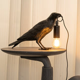 0207ba 1pc Gothic Halloween Crow Lamp - LED USB Table Accent with Antique Metal Claw, Intricately Crafted Resin Decor for Living Room, Bedroom & Festive Celebrations, Perfect Thanksgiving & Halloween Gift