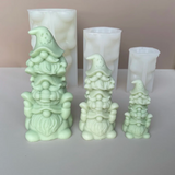 0709BA Small Halloween Santa Claus Silicone Mold Decoration Ornaments Three Stacked Dwarf Statues Desktop Garden Resin Crafts Mold