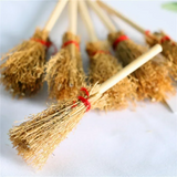 0709BA New Portable Desk  Mini Broom Straw Hanging Witches Miniature Prop Brooms Craft Broomstick Small Toys for Halloween Party