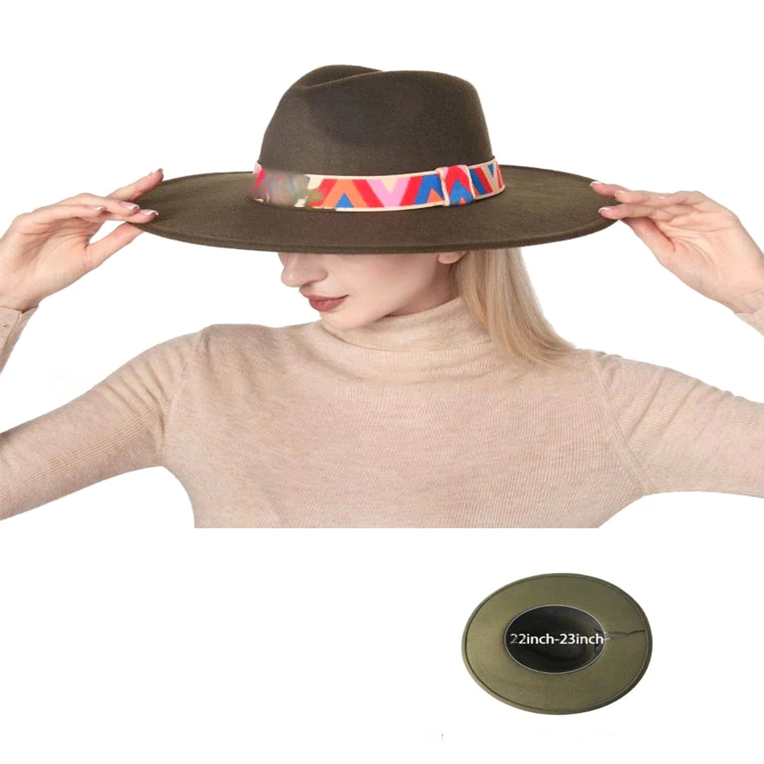 Wholesale Ladies Suede Wide Brim Fedora Hats MOQ -6 pcs