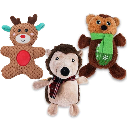 Wholesale New Style Christmas Soft Plush Squeaky Dog Chew Toy- Assorted