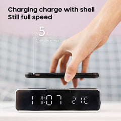 LED Electric Alarm Clock With Wireless Phone Charger