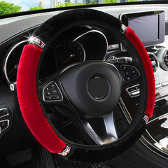 Universal 37-38cm Diameter Soft Plush Rhinestone Car