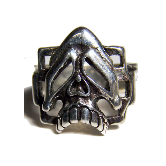 Wholesale Melting Skull Head Design Metal Biker Ring - Assorted Sizes