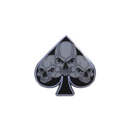 Wholesale Triple Skull Ace of Spades Design Jacket Pin - Playing Cards Accessory
