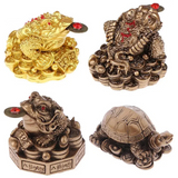 0907BA Feng Shui Toad Money LUCKY Fortune Wealth Chinese Golden Frog Toad Coin Home Office Decoration Lucky Gifts Tabletop Ornaments