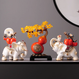 2907BA All the Best Fortune Bring Elephant Decoration Persimmon Hallway Living Room TV Cabinet Creative Home Decoration Accessible Luxury High-End