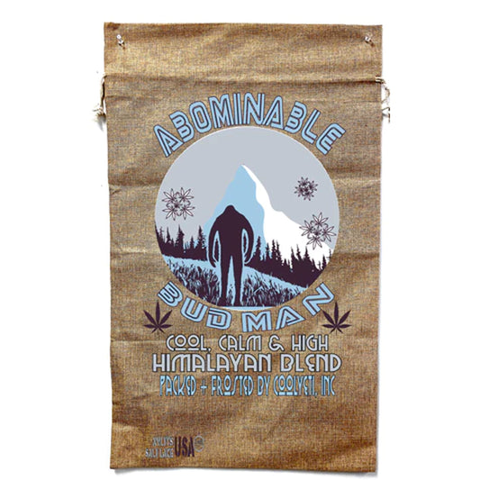 Stylish Abominable Bud Man Marijuana Burlap Bag - Unique Cannabis Storage (Sold By Piece)