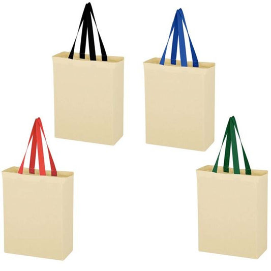 Natural Cotton Canvas Grocery Tote Bag In Bulk- Assorted