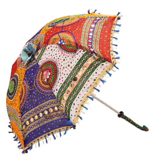 New Artistically Handcrafted Umbrella & Beautiful Embroidery  Bi Color Tassel Work