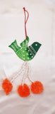 Colorful Bird Hanging for Garden and Home Handmade Embossed and Hand-Painted Latkan Decoration Showpiece Birds in Wooden